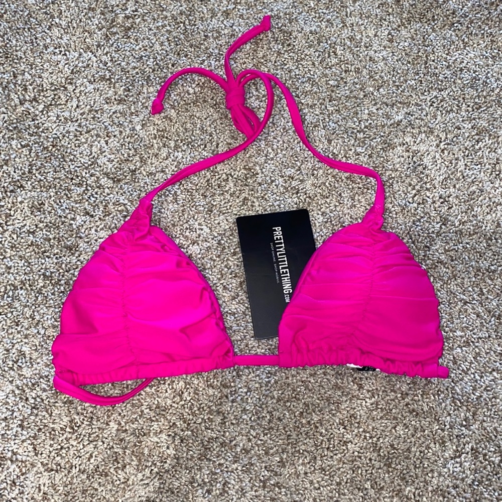 Hot pink Ruched Bikini Top